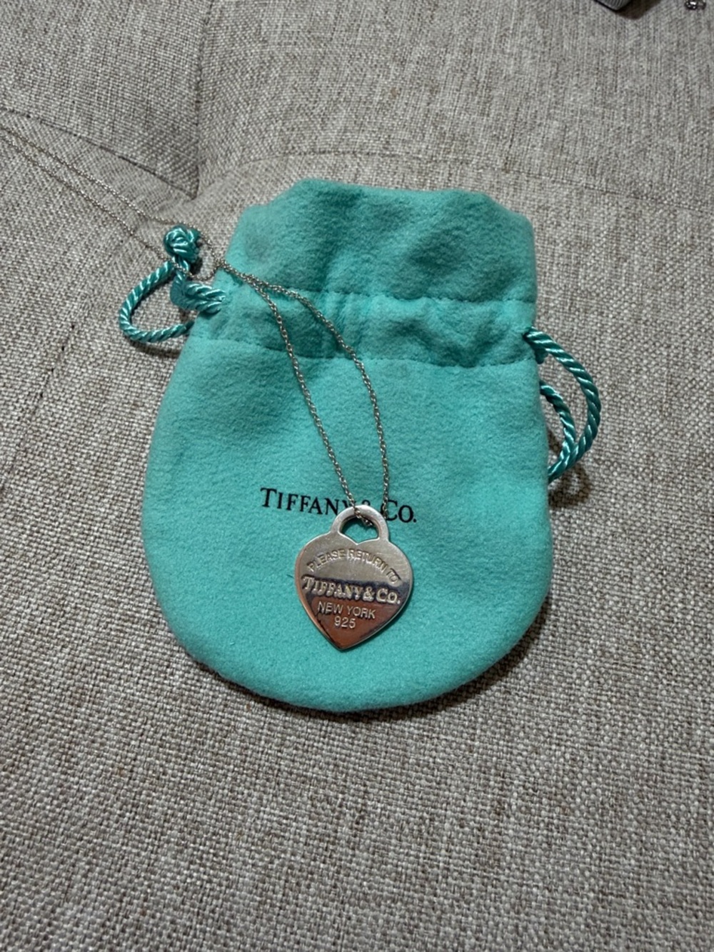 Tiffany & Co. Silver Heart Pendant with Signature Blue Pouch
